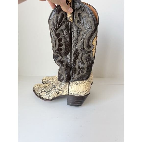 Vintage 80\'s Western J. Chisholm Snake Skin Cowboy Boots 7.5 Retro Rare main image 6